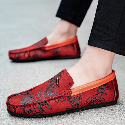 Alarik™ – Leather Loafers med blomsterdetaljer för alla säsonger